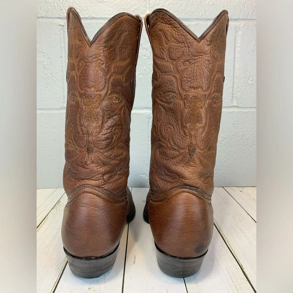 Cuadra Men's Western Brown Deerskin Leather Cowboy Boots Size 7.5
